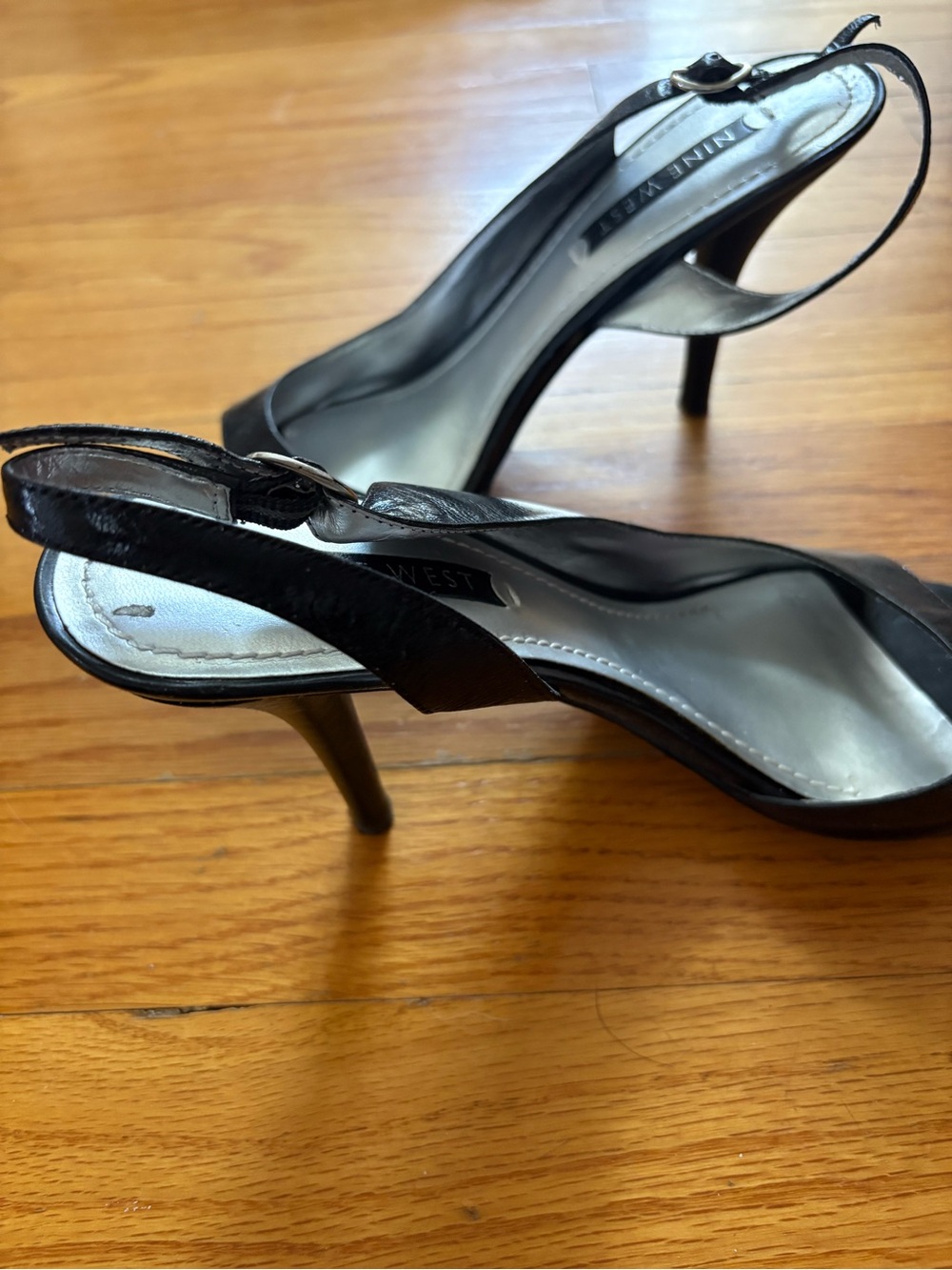 Nine West Black Patent Slingback Pumps